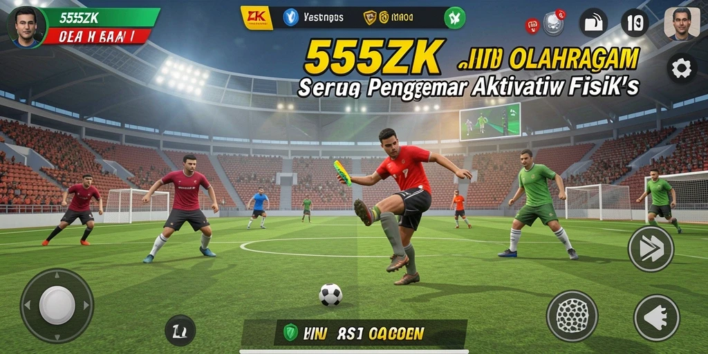 Tangkapan layar utama 555ZK menampilkan momen mendebarkan dalam permainan olahraga.