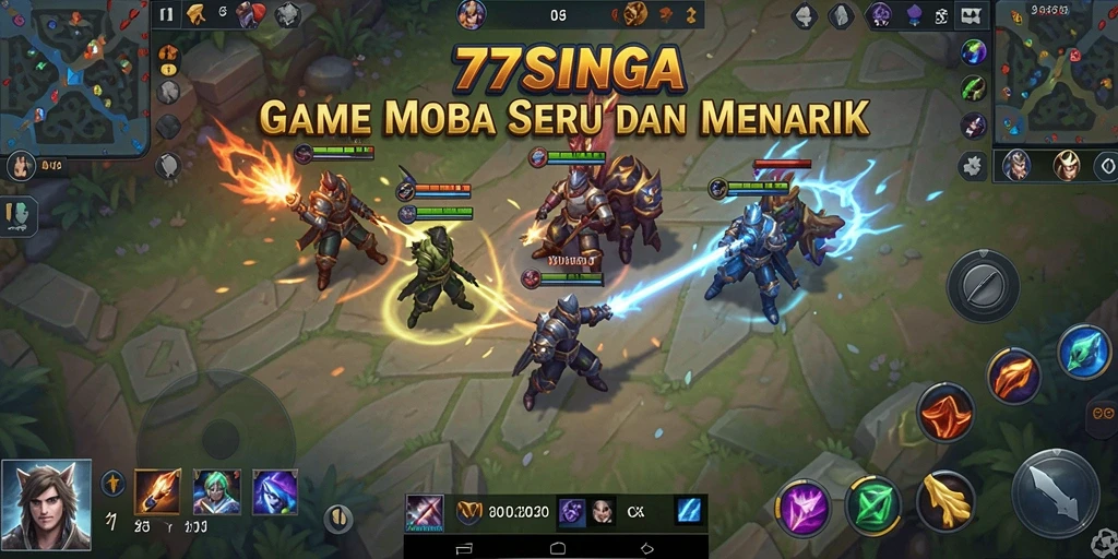 Screenshot gameplay 77SINGA yang menunjukkan pertempuran epik dan strategi tim.