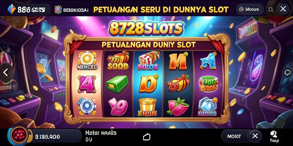 Tangkapan layar gameplay 8728SLOTS yang menampilkan aksi slot yang mendebarkan.