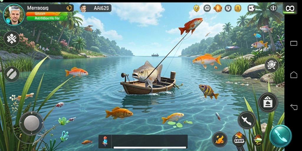 Tampilkan gameplay seru AA62 dengan berbagai lokasi memancing.