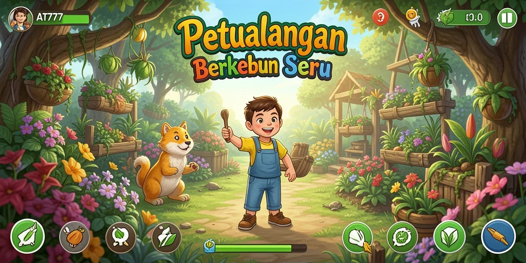 Tangkapan layar menampilkan gameplay menanam dan merawat tanaman.