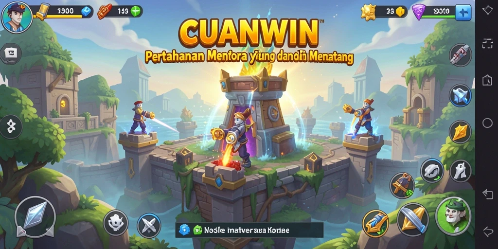 Gameplay seru dalam CUANWIN dengan pertahanan menara yang menantang.
