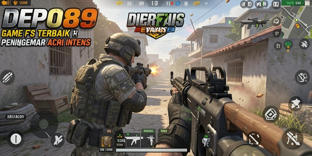 Screenshot gameplay DEPO89 menunjukkan aksi tembak-menembak yang intens.