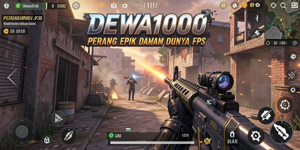 Tampilan intens gameplay DEWA1000 dengan aksi tembak-menembak seru.