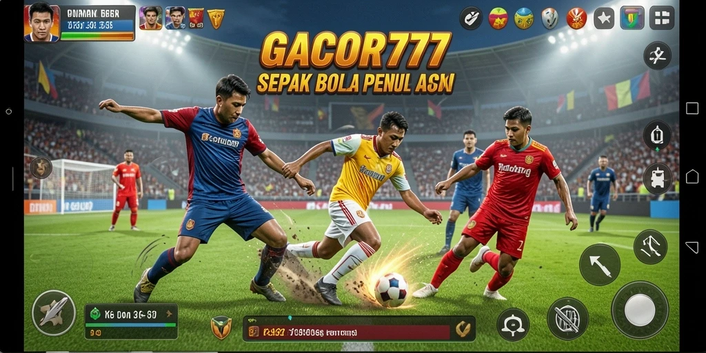Tampilan gameplay menarik dari GACOR777 dengan aksi sepak bola seru.