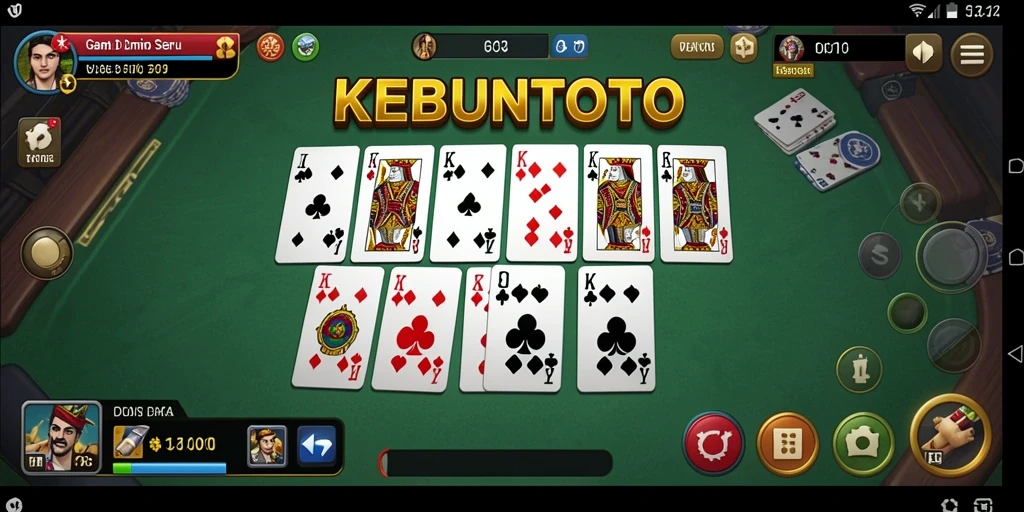 Screenshot permainan KEBUNTOTO menampilkan gameplay Domino yang menyenangkan.