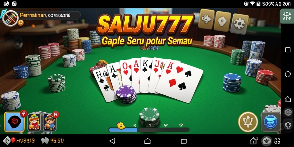 Screenshot gameplay SALJU777 yang menampilkan serunya permainan Gaple.