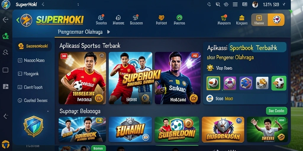 Tampilan utama SUPERHOKI dengan berbagai pilihan taruhan olahraga.