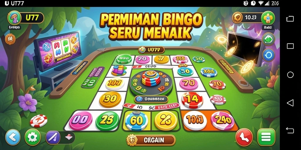 Screenshot UT77 menunjukkan gameplay Bingo yang mendebarkan dan penuh warna.